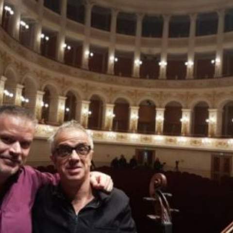 Con Giovanni Sollima al teatro Galli di Rimini.